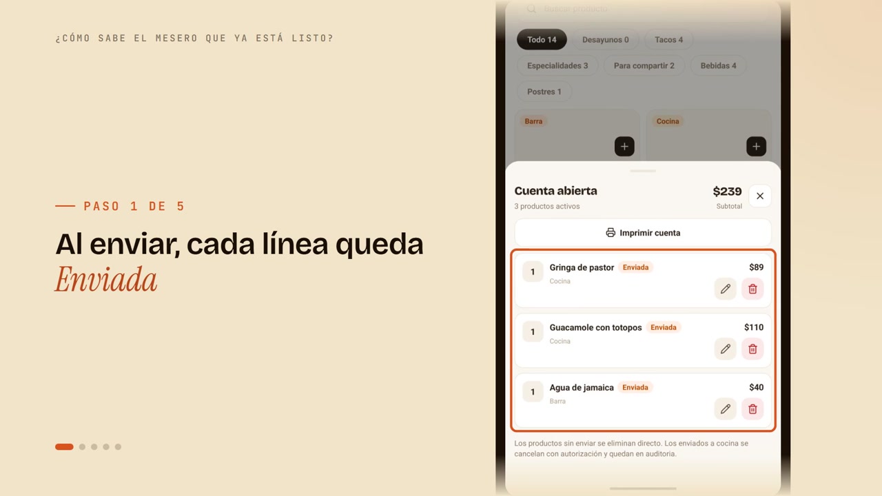 ¿Cómo sabe el mesero que ya está listo?